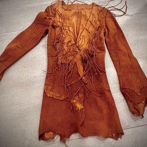Fringe 100% woven vintage Indian tunic